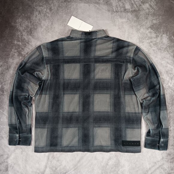 Stampd Plaid Cropped Sherpa Jacket • Blue/Grey Micro Sherpa • Oversized - Picture 7 of 15